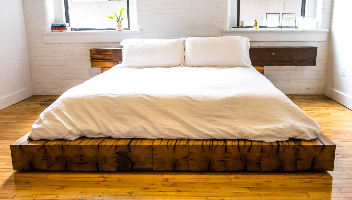 reclaimed oak beam bed